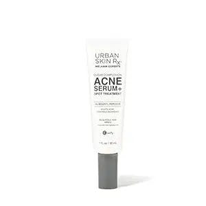 Urban Skin Rx Clear Complexion Acne Serum + Spot Treatment | Helps to Reduce + Prevent Breakouts, Improves the Look of Blemishes and Aging Skin with 5% Benzoyl Peroxide and 5% Glycolic Acid | 1 Fl Oz