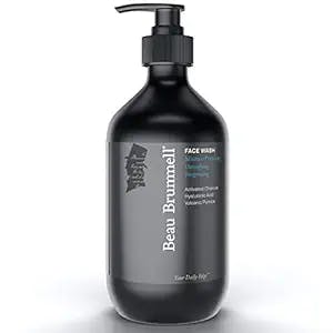 Beau Brummell Men’s Foaming Face Wash with Activated Charcoal Facial Cleanser With Hyaluronic Acid | Eliminates Excess Oils and Helps Prevent Acne | Large 8 OZ Bottle Lasts 3-months | Made In USA