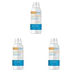 Acne Free Salicylic Acid Body Spray, Salycylic Acid, Glycolic Acid for Exfoliating, Clarify and Unclog Pores, Basic, 5 Ounce (Pack of 3)