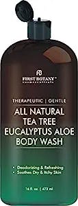 ALL Natural Tea Tree Body Wash - Fights Body Odor, Athlete’s Foot, Jock Itch, Nail Issues, Dandruff, Acne, Eczema, Shower Gel for Women & Men, Eucalyptus Aloe Skin Cleanser/body soap-16 fl oz