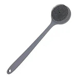 DNC Silicone Back Scrubber for Shower Bath Body Brush with Long Handle, BPA-Free, Hypoallergenic, Eco-Friendly (Gray)