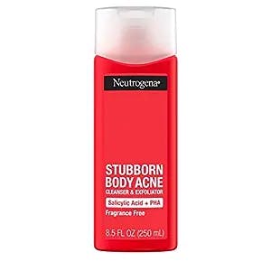 Neutrogena Stubborn Body Acne Cleanser & Exfoliator with Salicylic Acid & PHA for Acne-Prone Skin, Acne Treatment Gently Exfoliates & Helps Prevent Breakouts, Fragrance-Free, 8.5 fl. oz