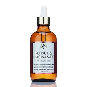 Anigold Retinol + Niacinamide Facial Serum Anti Aging Moisturizer Skin Care Booster For Face, Retinol Skincare Serum Reduces Appearance Of Wrinkles, Age Spots, & Fine Lines, Large 3.75 Fl Oz