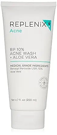 Replenix Acne Wash + Aloe Vera - Medical Grade 10% Benzoyl Peroxide Face and Body Wash – Soothing Soap-Free Cleanser for Blemish and Acne Prone Skin, 6.7 oz