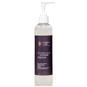 Botana Luxe Cucumber Facial Cleanser. Sulfate Free. Skin Brightening, Gentle Facial Cleanser for Acne Prone, Aging or Sensitive Skin. Pore Cleansing. Skin Barrier Protecting. Non-Abrasive. Foaming Gel Cleanser for Teens and Adults. Hydrating Cucumber. Niacinamide (Vitamin B3) to Reduce Appearance of Fine Lines, Wrinkles, Dark Spots & Redness. Natural White Willow Bark Extract Gently Exfoliates & Soothes. Removes Dirt, Oil and Makeup Effectively Without Harsh Detergents (8 oz)