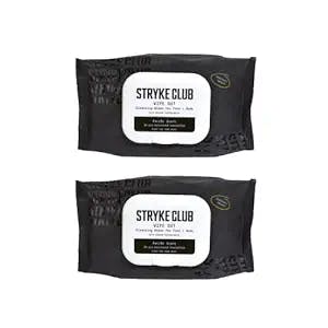Stryke Club Face Cleansing Wipes, Biodegradable Face Towels Fight & Treat Breakouts, Dermatologist Formulated Face & Body Wipes for Teens with Sodium Hypochlorite (60 Facial Wipes)
