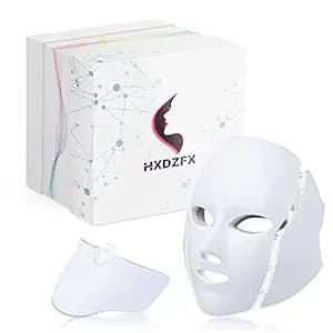 Led Face Mask Light Therapy, 7 Led Light Therapy Facial Skin Care Mask - Blue & Red Light for Acne Photon Mask - Skin Care Mask for Face and Neck.Skin Rejuvenation Light Therapy Facial Care Mask-White