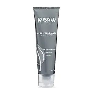 Exposed Skin Care Activated Charcoal Mask - Purifies Skin and Visibly Minimizes Pores with Bentonite and Sulfur 1.7 Fluid Ounces
