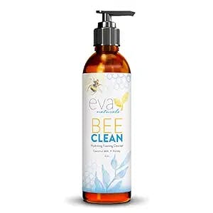 Eva Naturals Bee Clean Hydrating Foaming Cleanser - Moisturizing, Non-Stripping Daily Acne Face Wash For All Skin Types - For Sensitive Skin, Dry Skin & Acne Prone Skin, Face Wash For Women - 6 Fl Oz
