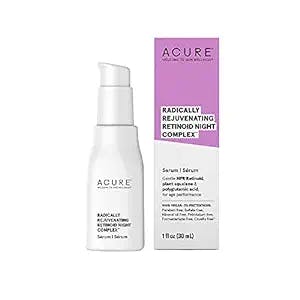 Acure Radically Rejuvenating Retinoid Overnight Complex, 100% Vegan for Age Performance with Polyglutamic Acid & Plant Squalane, Smoothes Complexion & Fights Wrinkles