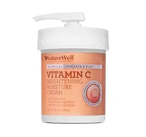 NATURE WELL Vitamin C Brightening Moisture Cream for Face, Body, & Hands, Visibly Enhances Skin Tone, Helps Improve Overall Texture & Provides Lasting Hydration (16 Oz)