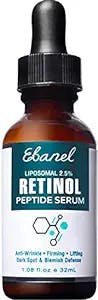 Ebanel Liposomal 2.5% Retinol Serum for Face with Hyaluronic Acid, Peptide, Vitamin C, Pore Minimizer Skin Tightening Anti Aging Serum Minimizes Wrinkles, Fine Lines, Dark Spots, Age Spots, Acne Scar