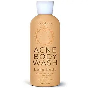 AYADARA Boho Body Wash, 8oz, Exfoliating Acne Body Wash with Natural Jojoba Beads & Aloe Vera for Gentle Cleansing & Hydrating Body Acne Treatment, 50+ Uses