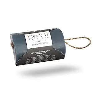 Envy U Extra Strength Cystic Acne Soap Bar - Helps with Severe Acne, Blocked Pores, Redness, and Inflammation - Natural Organic Soap on a Rope with Coconut and Sulphur - Face and Body Wash