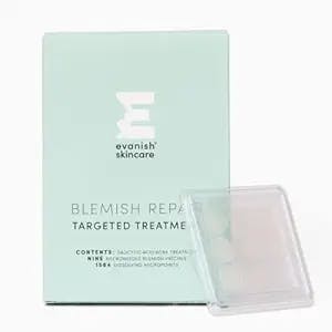 Evanish Skincare Blemish Repair - Targeted Microneedling XL Pimple Patch For Early Stage Zits - 176 Micropoints Salicylic Acid, Niacinamide, Vitamin C for Cystic Acne - 9 patches per pack