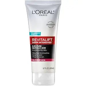 L'Oreal Paris Revitalift 3.5% Pure Glycolic Acid Cleansing Gel wth Salicylic Acid, Resurface for Smoother Brighter Skin, 6.7 fl oz