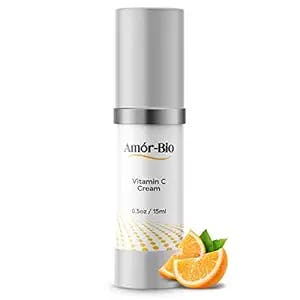 (1 Bottle) Amor Bio Vitamin C Cream Face Moisturizer - Anti Aging Formula for Glowing Radiant Skin, Brightening Dark Spots, Even Skin Tone, Hydrating & Firming - For All Skin Types, 0.5 oz