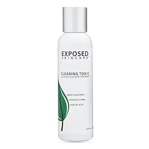 Exposed Skin Care Clearing Tonic Step 2 - Acne Clearing Toner Treatment – Prevent Breakouts and Redness with Salicylic Acid 1.0%, Witch Hazel and Green Tea - 4 fl oz