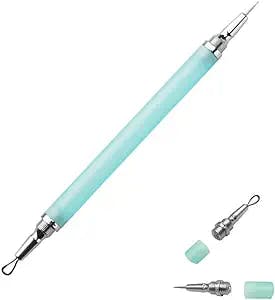 Blackhead Remover Pimple Popper Tool, Double-Ended Hidden Acne Needle, Ultra-Fine Stainless Steel Professional Extraction Tool for Facial Milia, Comedone Zit Acne Whitehead Blemish (Light Green)