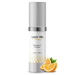 Amor Bio Vitamin C Cream Face Moisturizer - Anti Aging Formula for Glowing Radiant Skin, Brightening Dark Spots, Even Skin Tone, Hydrating & Firming - For All Skin Types, 0.5 oz