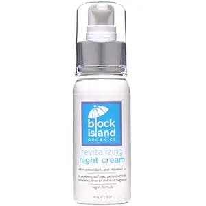 Block Island Organics Revitalizing Night Cream - Organic Anti-Aging Face Moisturizer with Natural Anti-Oxidants Vitamin C & E – EWG - Sensitive Skin Care for Face, Eyes, and Neck - 2 OZ