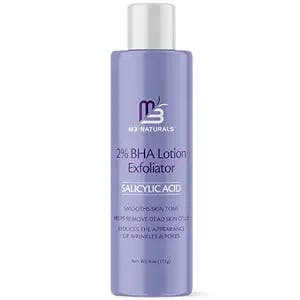 M3 Naturals 2% BHA Lotion Salicylic Acid Exfoliant - Skin Care Face Exfoliator & Pore Cleaner for Smooth Skin Tone - Reduce Appearance of Blackheads, Fine Lines, Large Pores & Wrinkles 4 oz