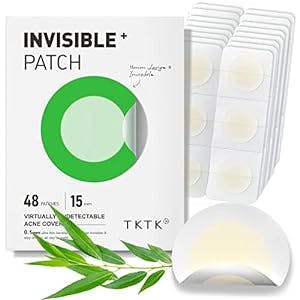 TKTK Pimple Patches, 15mm Large Invisible Acne Patch for Face with Salicylic Acid, 0.01cm Extra Thin Daytime Use Hydrocolloid Zit Patch for Big Pustule, Whitehead, Cystic Acne Spot Treatment, 48 Count