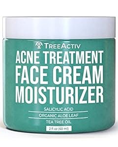Acne Treatment Face Cream, Salicylic Acid & Tea Tree Oil Formula Deeply Moisturizes & Fights Acne, Works on Whiteheads & Blackheads 90 Day Supply, by TreeActiv