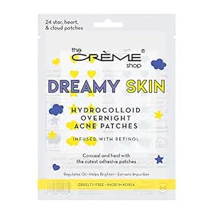 The Crème Shop Dreamy Skin Hydrocolloid Overnight Acne Patches - Infused with Salicylic Acid + Witch Hazel | Adhesive patches that fight pesky pimples. (72 Patches / 3 Sizes)