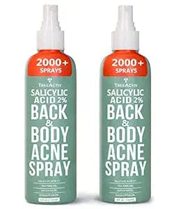 TreeActiv Salicylic Acid Back & Body Acne Spray - 2% Salicylic Acid Spray for Back Acne Solution For Women And Men - Back Acne Treatment Organic For Body That Prevents & Shrinks Body Acne - 4oz 2-pack