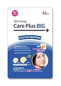 Olive Young Care Plus Large Size Korean Spot Pimple Patches 1Pack(81 Count) - Hydrocolloid Patch, Big Size Spot Stickers for Acne Blemishes and Zits Cover for Face Skin and Body(12mm*45ea+14mm*36ea)