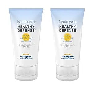 Neutrogena Healthy Defense Daily Moisturizer with SPF 50 and Vitamin E, Lightweight Face Lotion with SPF 50 Sunscreen and Antioxidants, Vitamin C & Vitamin E, 1.7 fl. oz (Pack of 2)