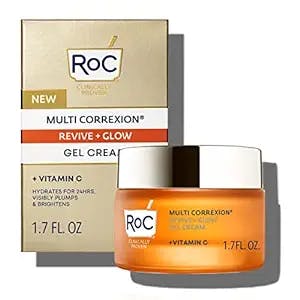 RoC Multi Correxion Revive + Glow 10% Vitamin C Blend Face Moisturizer, Anti-Aging Gel Cream for Instant Glow, Hypo-Allegenic & Oil-Free Skin Care,1.7 Ounce