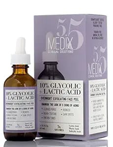 Medix 10% Glycolic Acid Face Peel Exfoliating Serum W/Lactic Acid + Salicylic Acid | Gentle Skin Care Exfoliate Facial Peel Treatment Targets Fine Lines, Wrinkles, Large Pores, Age Spots |1.75 FL Oz