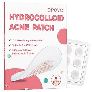 opove Acne Pimple Patch (9 Patches) - Salicylic Acid, Tea Tree Oil, Niacinamide, Hyaluronic Acid, Hydrocolloid Acne Spot Treatment Patch for Blind, Early Stage, Hard-to-Reach Zits and Hidden Pimples