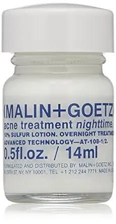 Malin + Goetz Acne Treatment Nighttime overnight spot-treatment, treats blemishes without drying skin. calms skin, fights impurities, prevents signs of scarring. all skin types, vegan, 0.5 Fl Oz