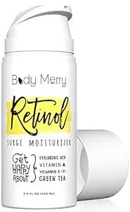 Body Merry Retinol Surge Moisturizer – Anti-Aging Face, Neck and Eye Cream with Hyaluronic Acid – Cruelty Free Hydrating Facial Skin Care for Fine Lines, Wrinkles and Dark Spots, 3.4 oz
