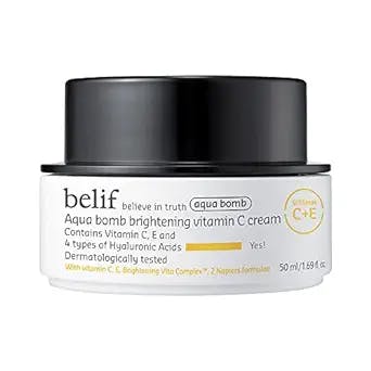 belif Aqua Bomb Brightening Vitamin C Cream | Quadruple Hyaluronic Acid Blend /w Vitamin C & E | Long Lasting Moisture & Improves Skin Vibrancy | for All Skin Types | 1.68 floz