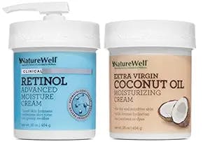 NatureWell Retinol + Coconut Oil Bundle, Retinol Advanced Moisturizer (16 Oz) + Extra Virgin Coconut Oil Moisturizer (16 Oz), Non-Greasy, Ultimate Hydration, For Face & Body