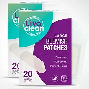 40 CT LivaClean Large Hydrocolloid Acne Patches - For Pore Spots Nose Face Cystic Pimple Zit Patch - Big Pimple Patches Hydrocolloid Bandages Strips Stickers Pimple Patch XL Large Acne Patch Large Hero Mask Surface Area Cover Bandaid Pinple Mighty