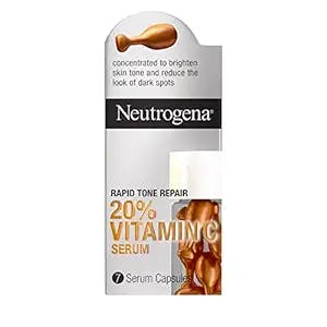 Neutrogena Rapid Tone Repair 20% Vitamin C Face Serum Capsules, Daily Facial Serum with Vitamin C to Help Brighten Skin Tone & Reduce Look of Dark Spots, 7 ct