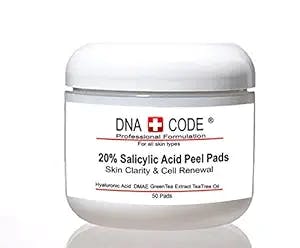 Salicylic Acid 20% Peel Pads-Skin Clearity Cell Renewal + Hyaluronic Acid, DMAE, Green Tea/Cucumber Extract, Tea Tree Oil, Niacin