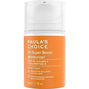 Paula’s Choice C5 Super Boost Moisturizer with 5% Vitamin C, Polyglutamic Acid & Squalane, Daily Face Lotion for Lightweight Hydration, Discoloration, Uneven Tone, Fine Lines & Acne-Prone Skin, Fragrance-Free & Paraben-Free 1.7 Fl Oz.