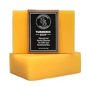 Amphibian Organics Turmeric Soap - All Natural Gentle Cleanser for All Skin Types. No Stain Face & Body Cleanser for Men, Women & Teens. Only 6 Ingredients.