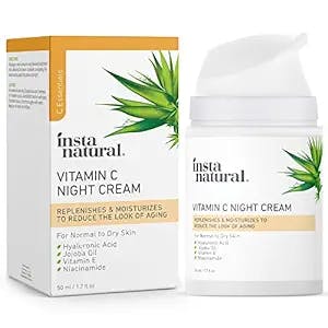 InstaNatual Vitamin C Night Cream, Night Moisturizer for Face with Hyaluronic Acid, Jojoba Oil, Vitamin E and Niacinamide, Vitamin C Face Cream