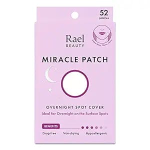 Rael Pimple Patches, Miracle Overnight Spot Cover - Hydrocolloid Acne Patches for Face, Zit and Blemish Spot, Thicker & Extra Adhesion, Acne Absorbing Cover, for All Skin Types, Vegan, Cruelty Free, 3 Sizes (52 Count)