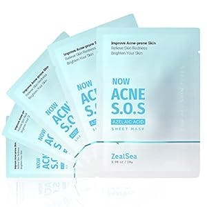 ZealSea Calming Cotton Facial Mask Acne Caring Facial Sheet Mask Blemish Control Mask Acne Relief for Acne-Prone Skin Face Mask Sheet for Maintaining Oil-Moisture Balance, Pore Cleansing, Minimizing