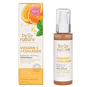 By Nature Vitamin C + Collagen Face Serum - Restore and Energize Tired Skin with Brightening Vitamin C, Plumping Collagen, Plus Texture Enhancing Turmeric - Premium Skin Care Serum for Face - 3fl. oz.