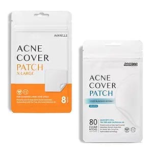 AVARELLE Pimple Patches Hydrocolloid Acne Patches, Acne Spot Treatment for Blemishes and Zit with Tea Tree Oil, Calendula Oil and Cica Oil for Face, Vegan (80CT Original + XL Patch Bundle)