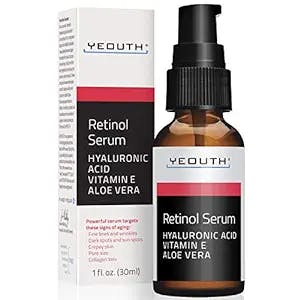 Retinol Serum for Face with Hyaluronic Acid, Hydrating Night Serum for Face, Retinol for Acne, Wrinkle & Dark Spots, Anti Aging Serum, Retinol for Face, Skin Care Face Serum for Men & Women by YEOUTH